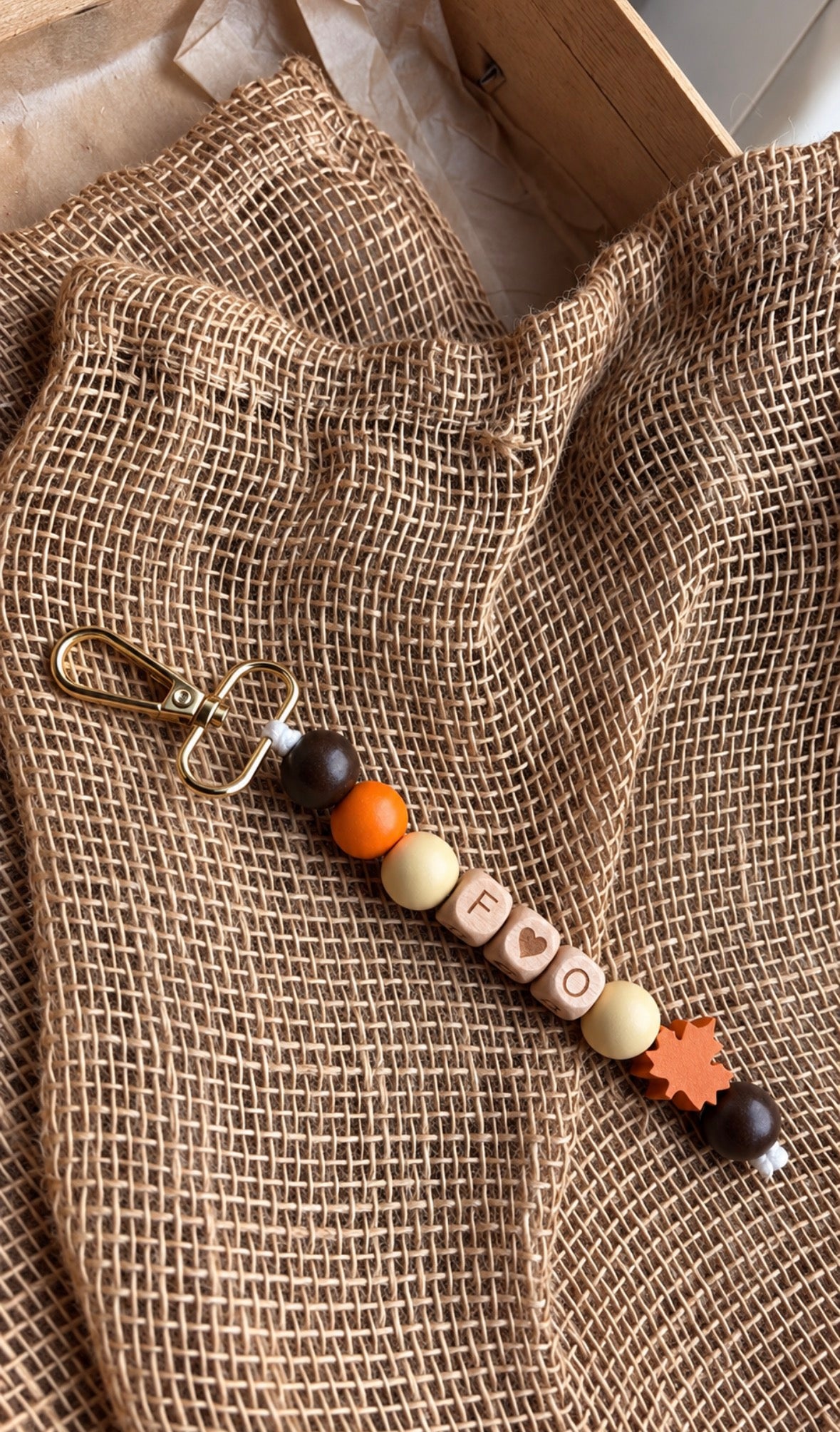 Porte clé perles automnales