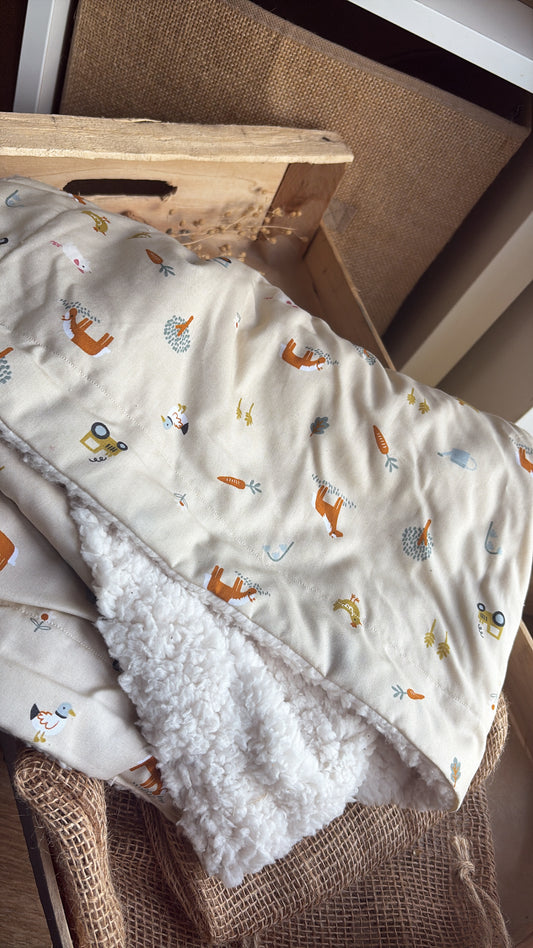 Couverture peluche ferme