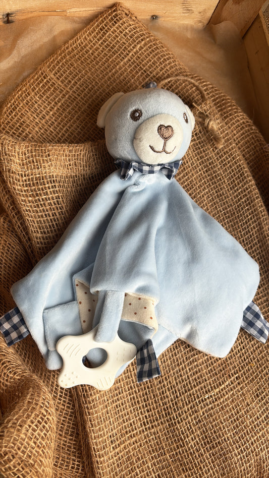 Doudou ourson avec anneau de dentition
