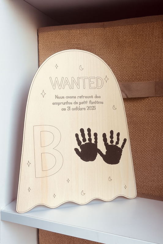 Pancarte avec tampon pour empruntes fantôme